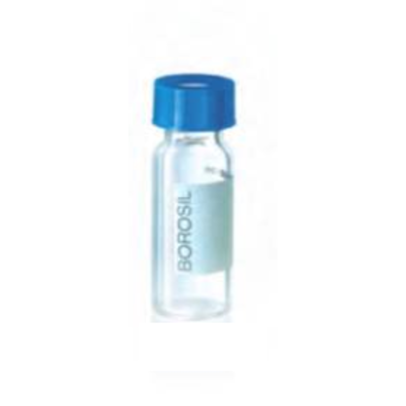 Borosil 100 Pcs 2ml Silicone Clear Screw Neck Vial with 9mm Screw Cap, VC02C109PBS112 (Pack of 10)