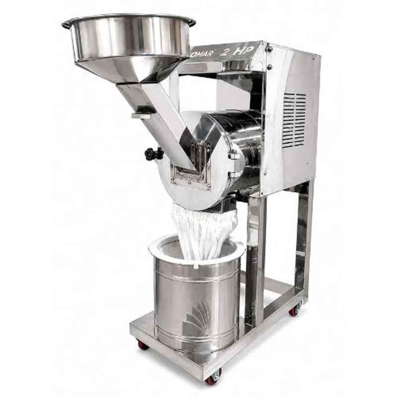 Ghoomar 2HP Stainless Steel Automatic Commercial Flour Mill for Wheat, Grains, Pulses & Spices