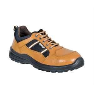 Coffer Safety Grain Leather Tan Steel Toe Men's Safety Shoes, 1264, Size: 5