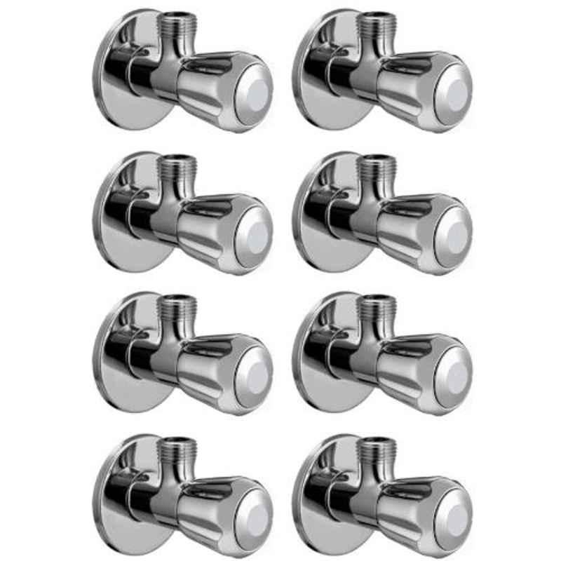 Joyway Conty Brass Chrome Finish Silver Angle Valve Stop Cock (Pack of 8)
