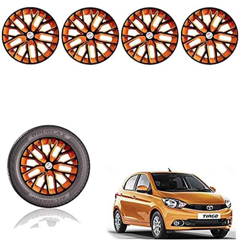 Auto Pearl 14 inch ABS Black & Orange Press Type Car Hub Cap Wheel Cover for Tiago A�XT/XZ
