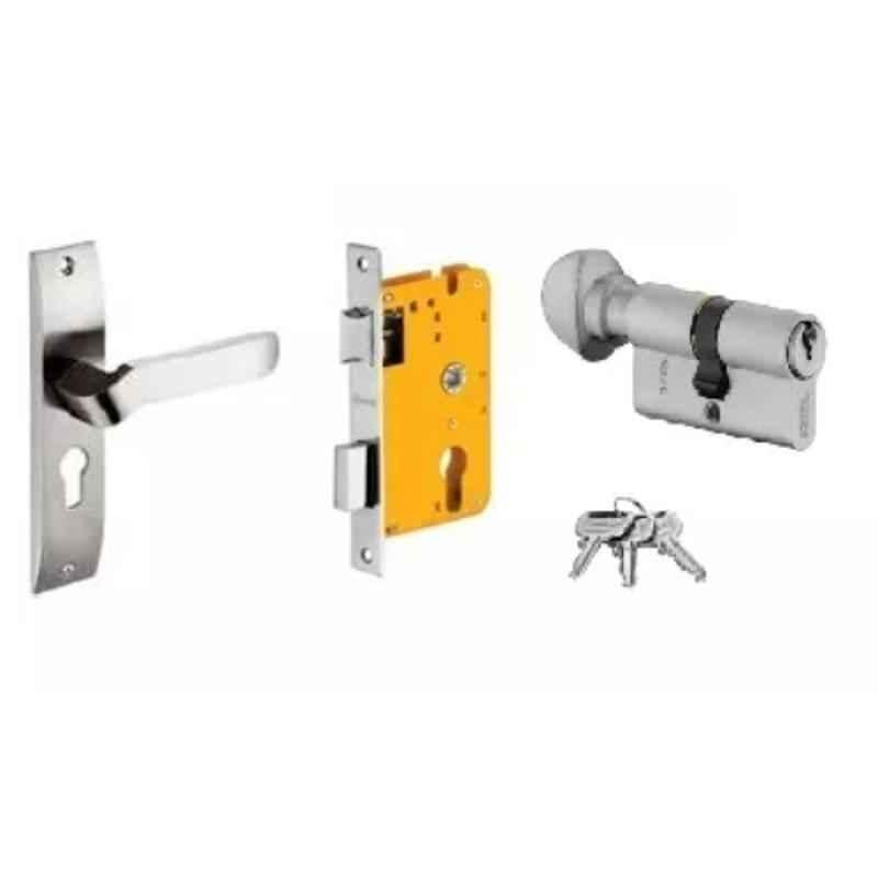 Dorset HL Series Hale 70mm Stainless Steel Silver Chrome Finish Door Handle Lock Set with Knob & Key (Pack of 2)