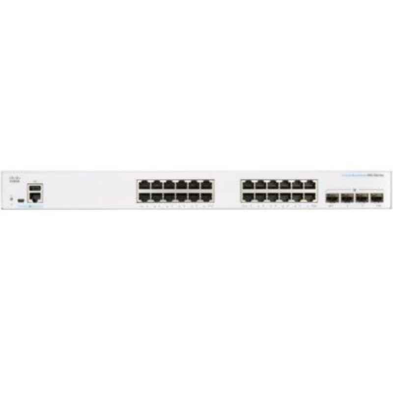 Cisco Business 220 Series 24 Ports GE Full PoE 4x1G SFP White Smart Network Switch, CBS22024FP4G