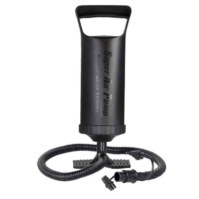 Strauss 29x11x10cm Plastic Black Inflatables Hand Air Pump with 3 Nozzle Hose, ST-2764