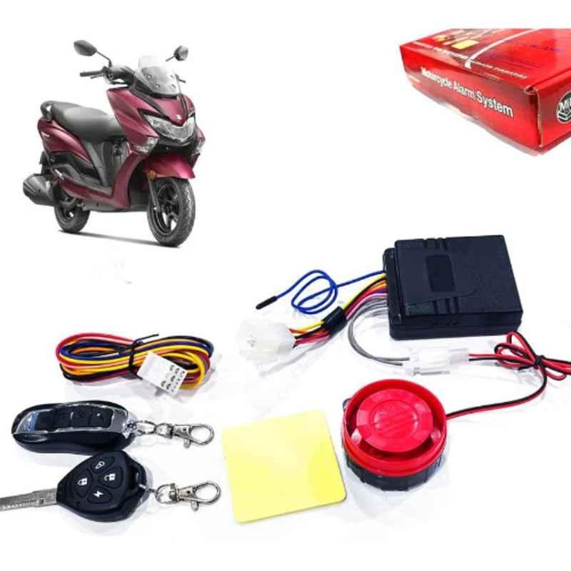Auto Pearl 12V Black Two-Way Anti Theft Motorcycle Alarm Kit with 2 Pcs Remote for Burgman Street