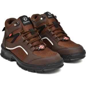 Ozarro Grain Leather Steel Toe Brown Safety Shoes, S4463, Size: 9