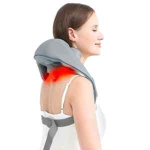 DeoDap PU Leather Grey Heat & Electric Neck & Shoulder Massagers with Rechargeable Battery, 13809