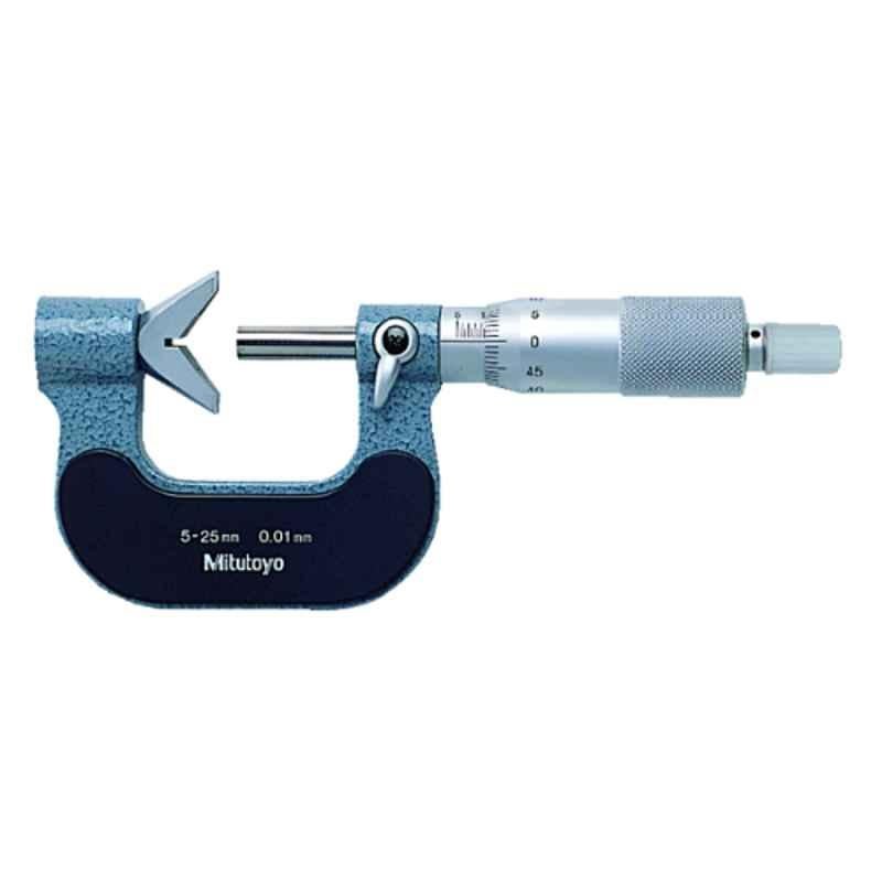 Mitutoyo 0.09-1 inch 3 Flutes Cutting Head V-Anvil Micrometer, 114-202