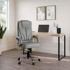RM HOME Jones Leather High Back Grey Executive Chair