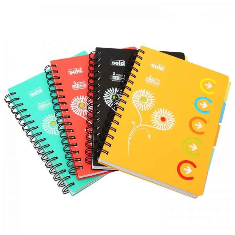 Solo A5 300 Pages Assorted 5-Subjects Notebook, NA 553 (Pack of 20)