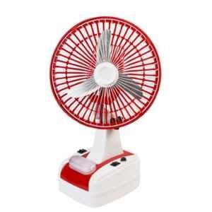 Globex 24W 10 inch Red Rechargeable Table Fan With LED Lamp, Sweep: 200 mm