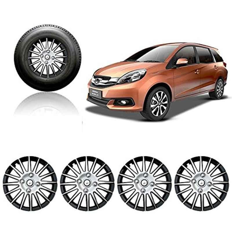 Auto Pearl 4 Pcs 15 inch ABS Silver & Black Wheel Cover Set for Honda Mobilio
