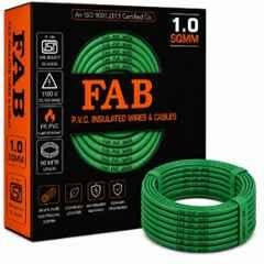 FAB 1 Sqmm Single Core Green FR PVC CCS Copper Insulated House Wire, Length: 91 m