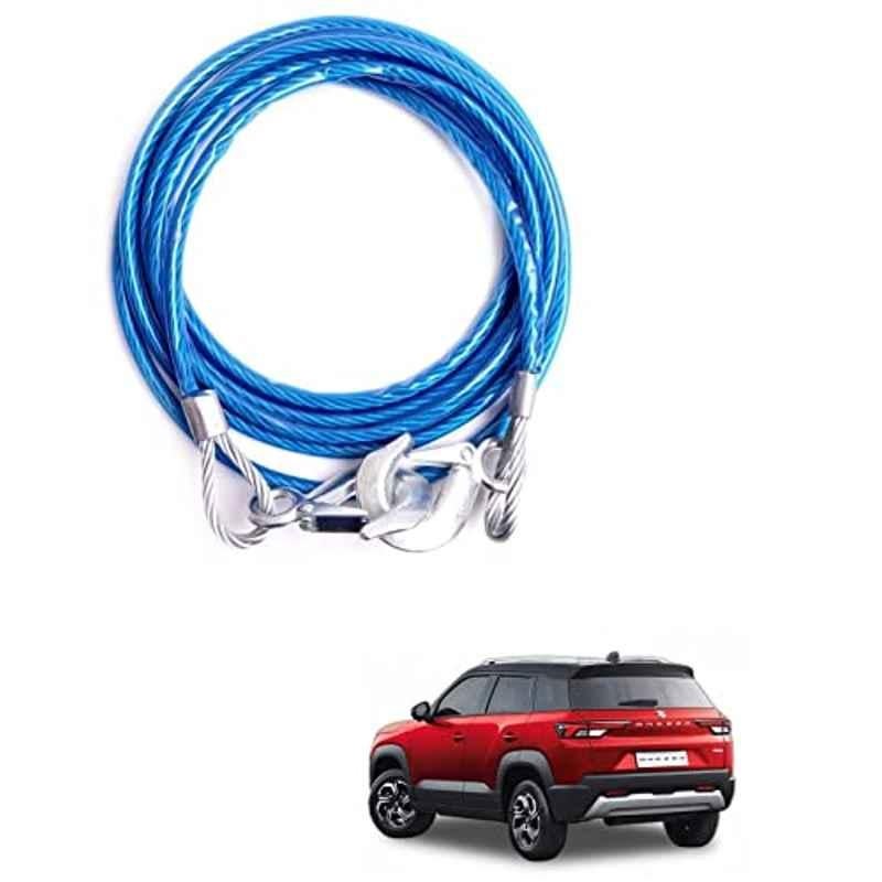 Kozdiko 8mm 6000kg Blue Car/Auto Full Steel Towing Rope for Maruti Suzuki Brezza New 2022