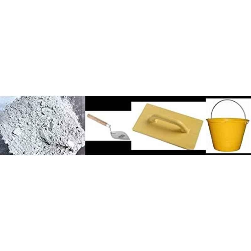 Abbasali 4 Pcs 5kg Black Cement with PVC Trowel, PVC Yellow Bucket & Karandi Set