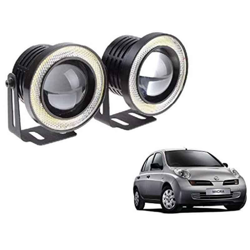 Kozdiko 2 Pcs 15W 3.5 inch High Power White LED Projector COB Fog Light Set with White Angel Eye Ring for Nissan Micra, koz_72553