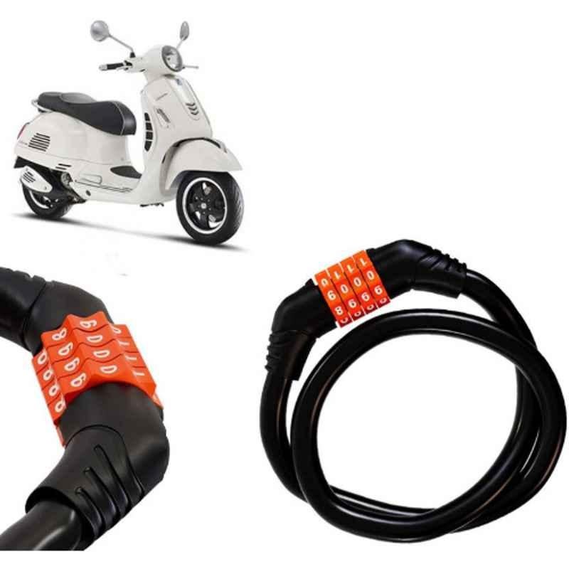 Auto Pearl Black & Orange 4 Digit Anti-Theft Combination Number Lock for GTS Super 125