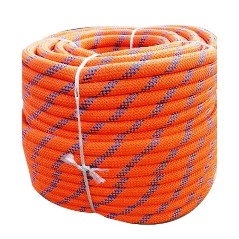 Grip 10.5mm 3 Strands Braided Nylon Orange & Green Climbing Rope, Length:  100 m