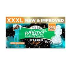 Whisper 10 Pcs White Cotton Disposable Bindazzz Sanitary Pad Packet, Size: XXXL