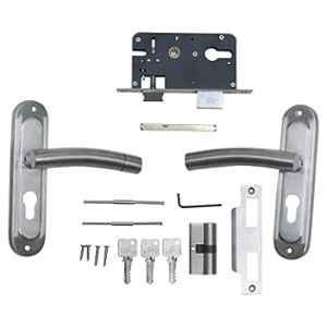 Voltizi ‎Stainless Steel 304 Matt Satin Finish Heavy Duty Round Plate Mortise Door Lock with Both Side Key Cylinder, MG1101