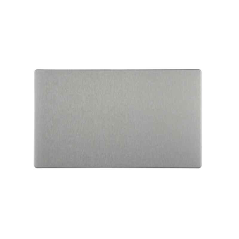 RR Vivan Metallic Brushed Stainless Steel 3x6 Twin Blank Plate with Black Insert, VN6654M-B-BSS