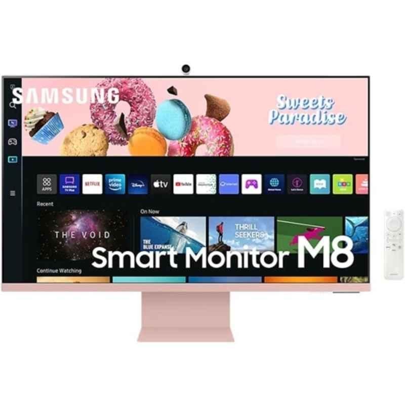 Samsung 32 inch Sunset Pink UHD Monitor with Smart TV Experience & Iconic Slim Design, LS32BM80PUMXUE