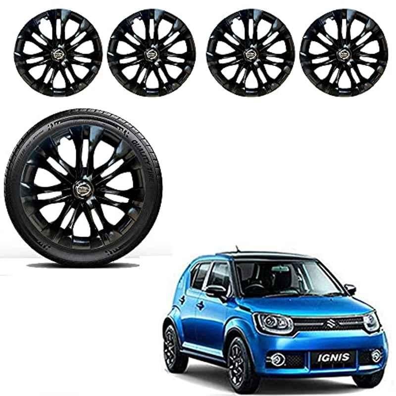 Auto Pearl 4 Pcs 15 inch ABS Black Premium Car Wheel Cover Set for Maruti Suzuki Ignis, WCBLK28