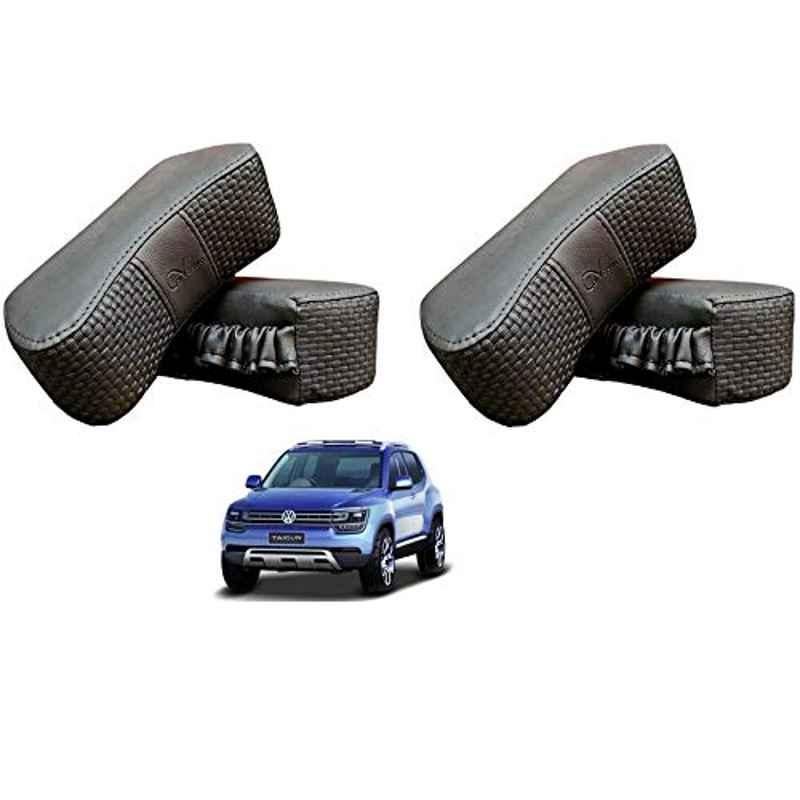 Kozdiko 4 Pcs CV Designer Grey Leatherite Neck Rest Car Cushion Pillow Set for Volkswagen Tiguan