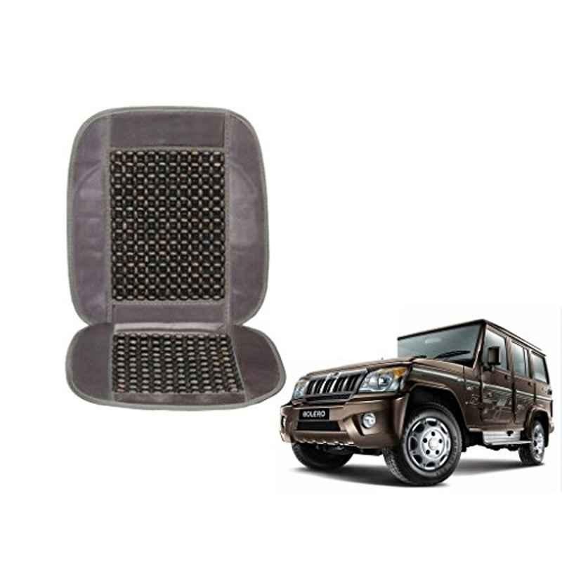 Kozdiko Wooden Beads Car Seat Cushion with Velvet Border for Mahindra Bolero