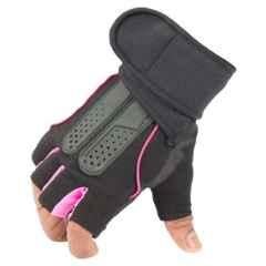 AllExtreme EXHFUGP Pink Large Half Finger Breathable Microfiber Anti-slip Shock Absorbing Bike Racing Gloves with 3m Sponge Pads