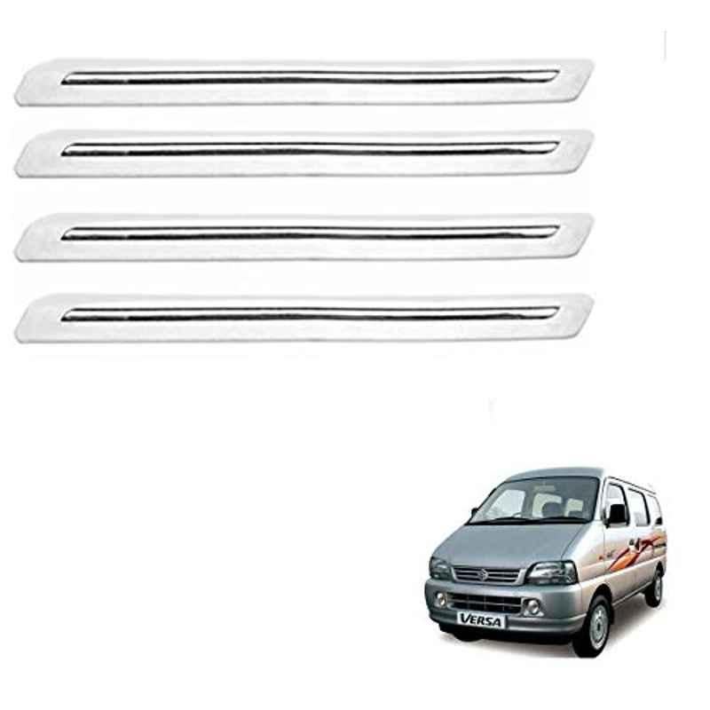 Kozdiko 4 Pcs PVC White Car Bumper Protector Set with Chrome Strip for Maruti Suzuki Versa