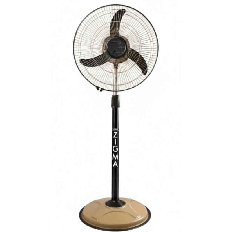 Zigma Bullet 100W Beige & Black High Speed Pedestal Fan with Adjustable Height & 1 Year Warranty, Sweep: 400 mm