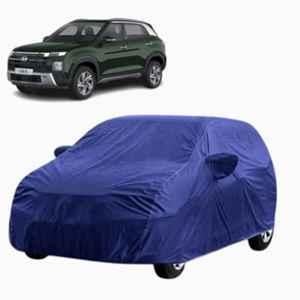 Aarex Auto Polyester Blue 100% Waterproof Car Body Cover with Mirror Pocket, All-Weather Protection, UV Resistant & Scratch-Proof for Hyundai Creta
