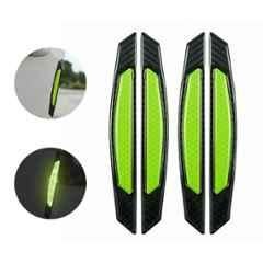 AllExtreme EXCDP1G 4 Pcs Green Warning Reflector Night Door Protector Anti-Scratch Strip Decal Sticker Set