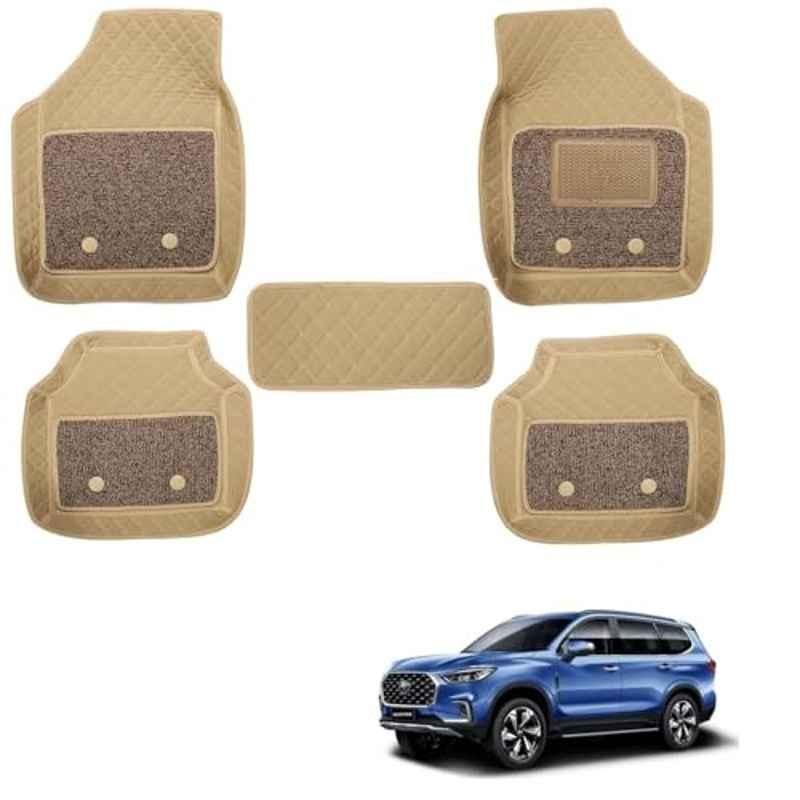 Kozdiko 5 Pcs Waterproof & Luxury 7D Beige Leatherette Car Floor Mats Set for MG Gloster