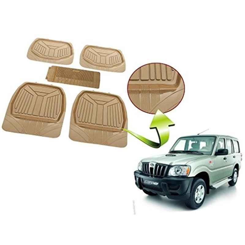 Kozdiko 5 Pcs Rubber Beige 3G Rubber Mat Set for Mahindra Quanto