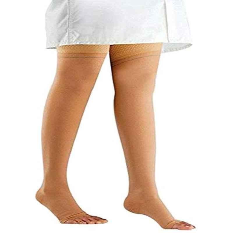 Comprezon 2111-004 Classic Varicose Vein Class-2 Beige Mid Thigh Stockings, Size: L