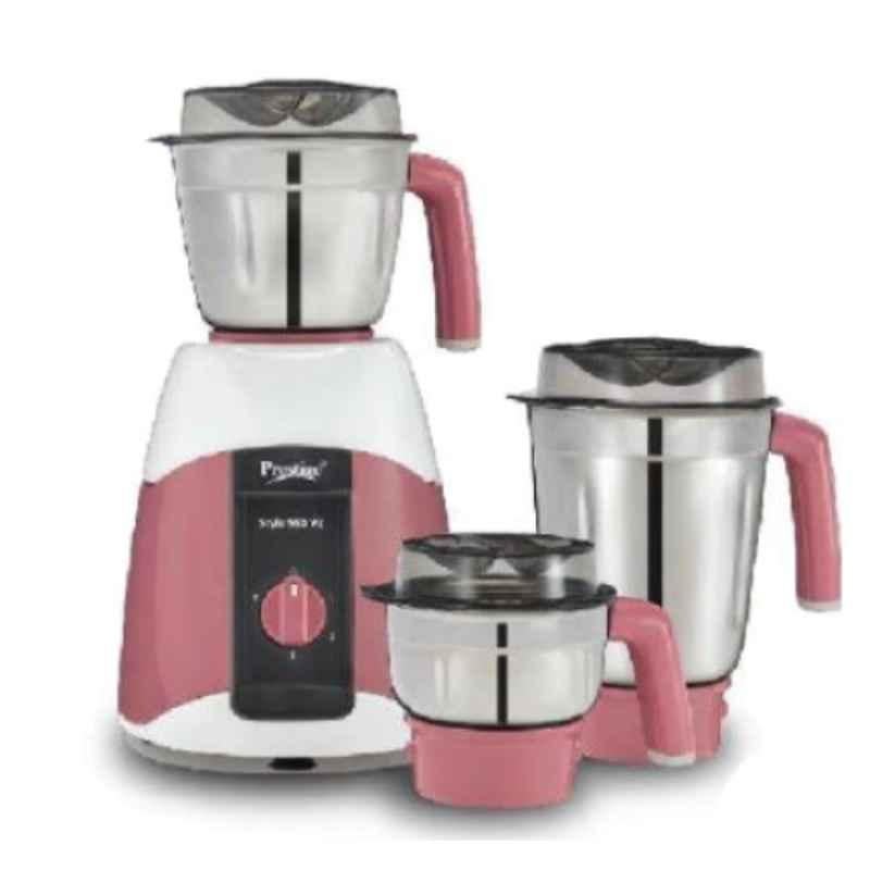 Prestige Stylo V2 550W Pink & White with 3 Jars Mixer Grinder, 42503