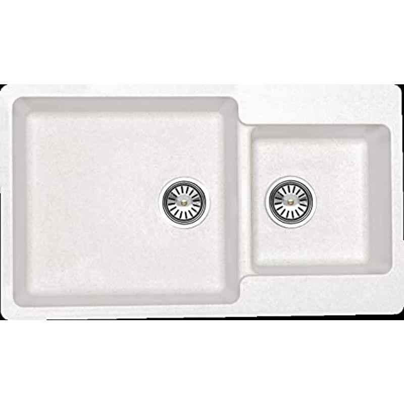 Uken Heavy Duty Quartz Kitchen Sink (34X20) With Accessories(34/20-Qu-Gr-Rws-4) White