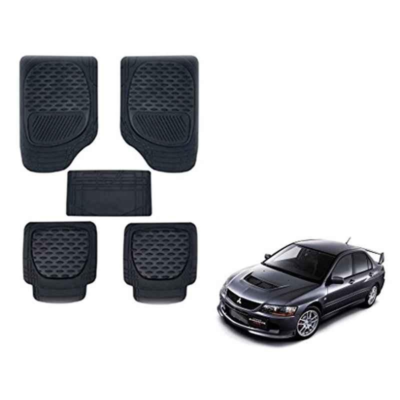 Kozdiko 6255TW 5 Pcs PVC & Rubber Black Car Mat Set for Mitsubishi Lancer