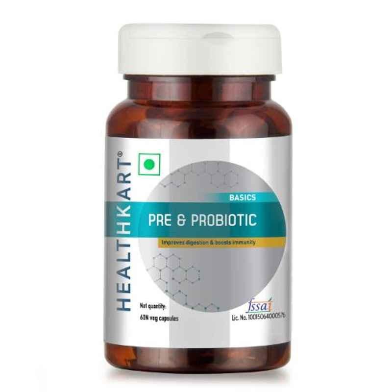 Healthkart 60 Pcs Pre & Probiotics Unflavoured Capsules, HNUT14571-01
