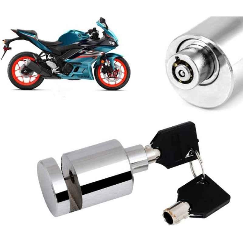 Auto Pearl Stainless Steel Silver Heavy Duty Anti Theft Motorcycle Disc Brake Lock, Lock_575