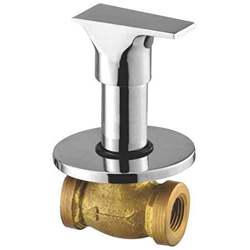 Oleanna Global 1/2 inch Brass Silver Chrome Finish Garnet Quarter Turn Fitting Concealed Stop Cock