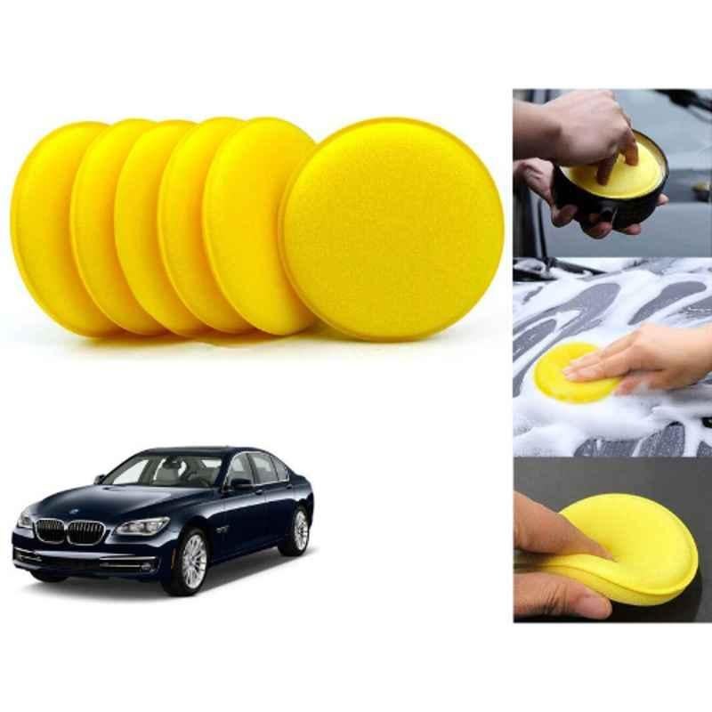 Auto Pearl Polyurethane Beige Washing & Waxing Polish Foam Sponge for 7Series (Pack of 6)