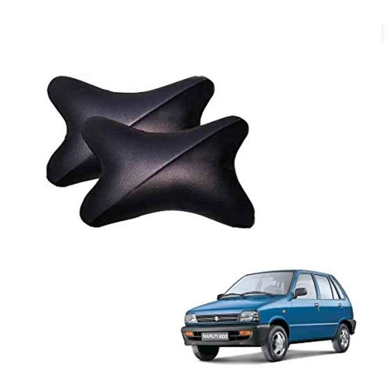Kozdiko 2 Pcs Memory Foam Grey & Black Car Neck Rest Cushion Pillow Set for Maruti Suzuki 800