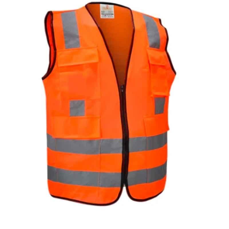 Empiral E108083201 Orange Polyester Hi-Vis Safety Vest with Backside Straight Reflective & Zipper Closure, Size: 3Xl