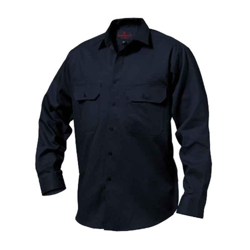 Superb Uniforms Cotton Navy Long Sleeves Construction Shirt, SUW/N/WSLS-02, Size: 2XL