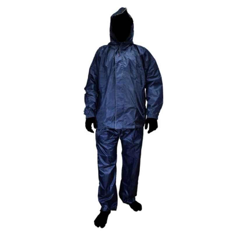 Duckback Rider Polyester PVC Coating Blue Rainsuit Set, SRPLRBLU1018, Size: XL