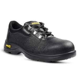 Eurock Urban Grain Leather Steel Toe Black Safety Shoes with PU Anti-Skid Sole, Size: 9
