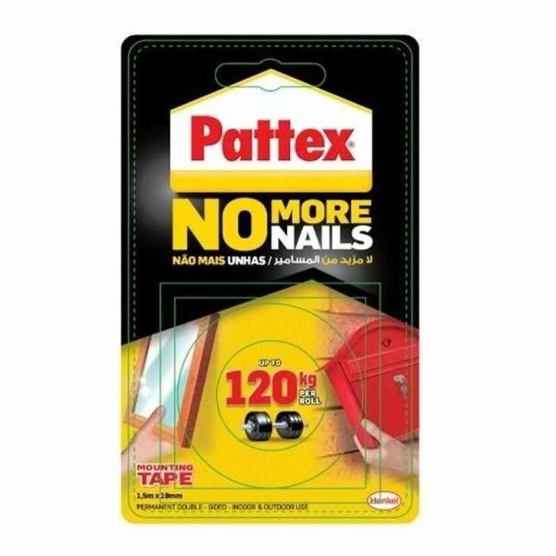 Pattex Double Sided Mounting Tape, 1699228, 1.5 mx19 mm, 120kg Holding Capacity, 12 Pcs/Pack